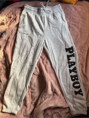 PLAYBOY Light Gray Logo Jogger Pajama Bottoms